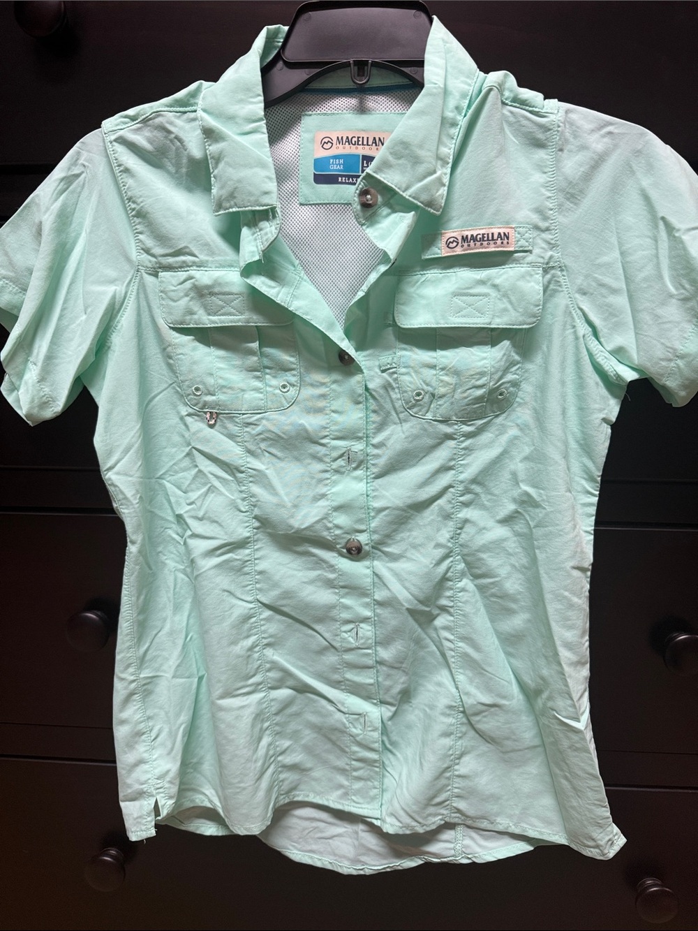 Magellan Outdoors Mint Green Girls Short Sleeve Fishing Shirt